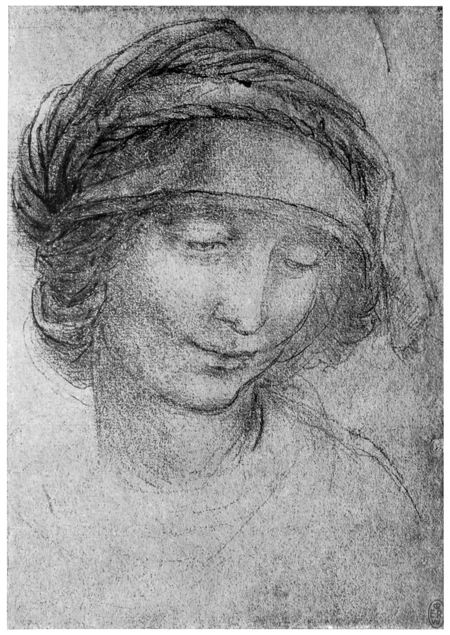 Studium na głowę św. Anny, ok. 1508 1954 r. autorstwa Leonardo da Vinci