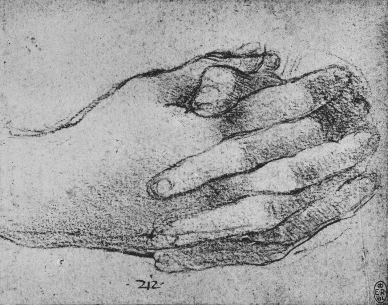 Studium splecionych rąk, ok. 1480 1945 r. autorstwa Leonardo da Vinci