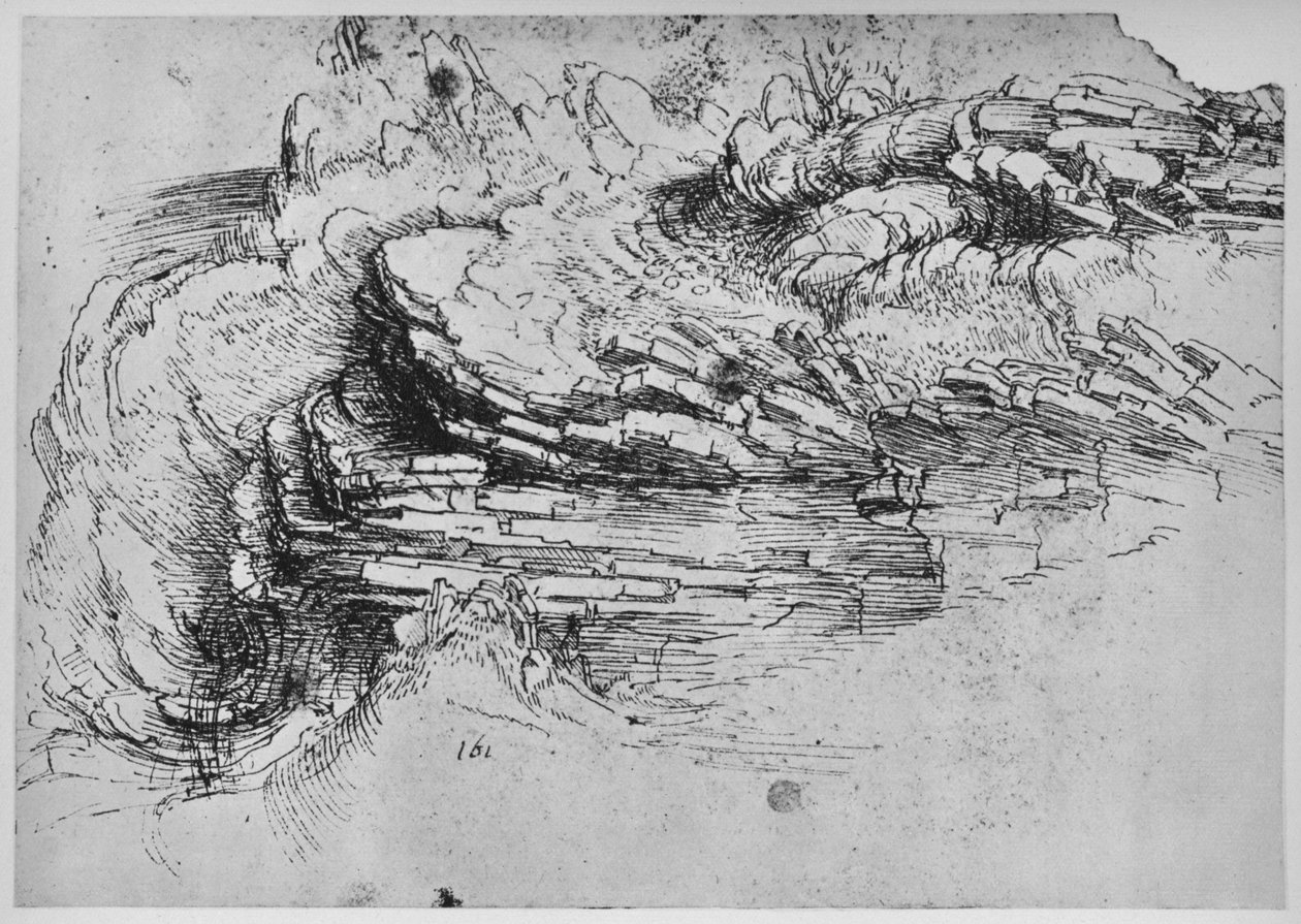 Badanie formacji skalnych, ok. 1480 1945 r autorstwa Leonardo da Vinci