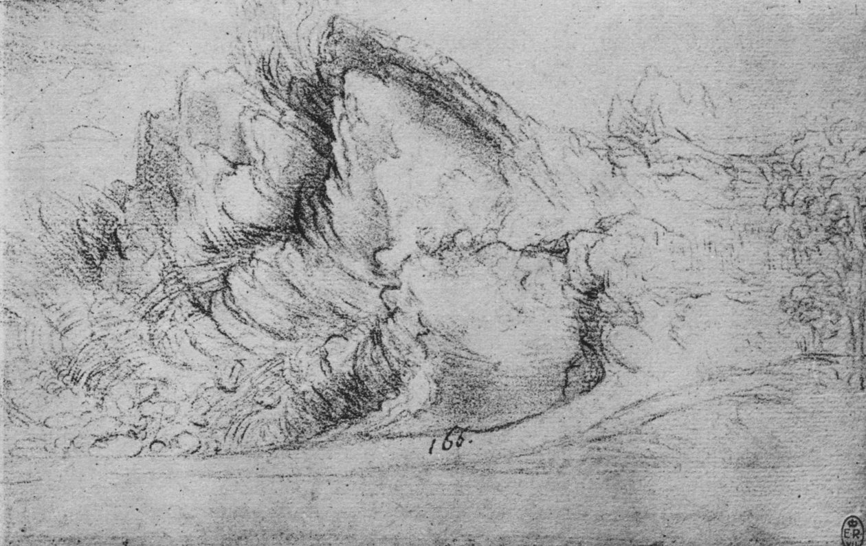 Badanie formacji skalnych, ok. 1480 1945 r autorstwa Leonardo da Vinci