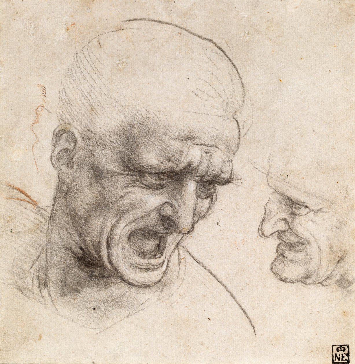 Studium głów dwóch wojowników w bitwie pod Anghiari autorstwa Leonardo da Vinci