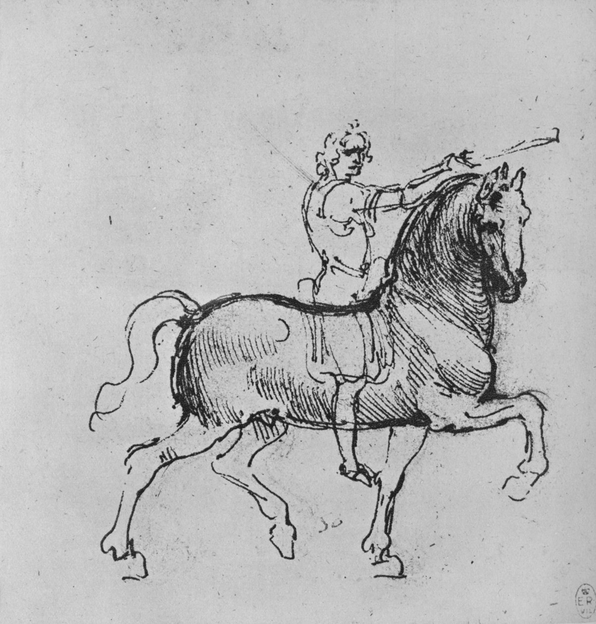 Studium jeźdźca, ok. 1480 1945 r autorstwa Leonardo da Vinci