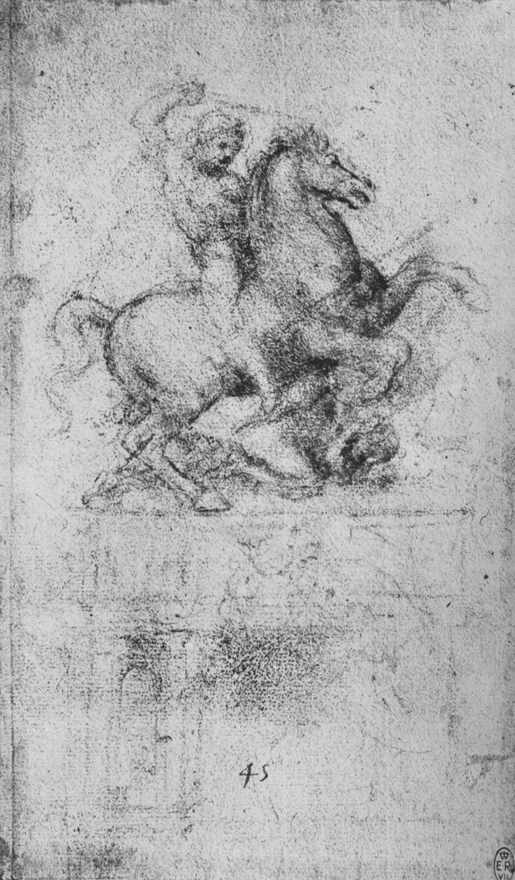 Studium pomnika konnego, ok. 1480 1945 r. autorstwa Leonardo da Vinci