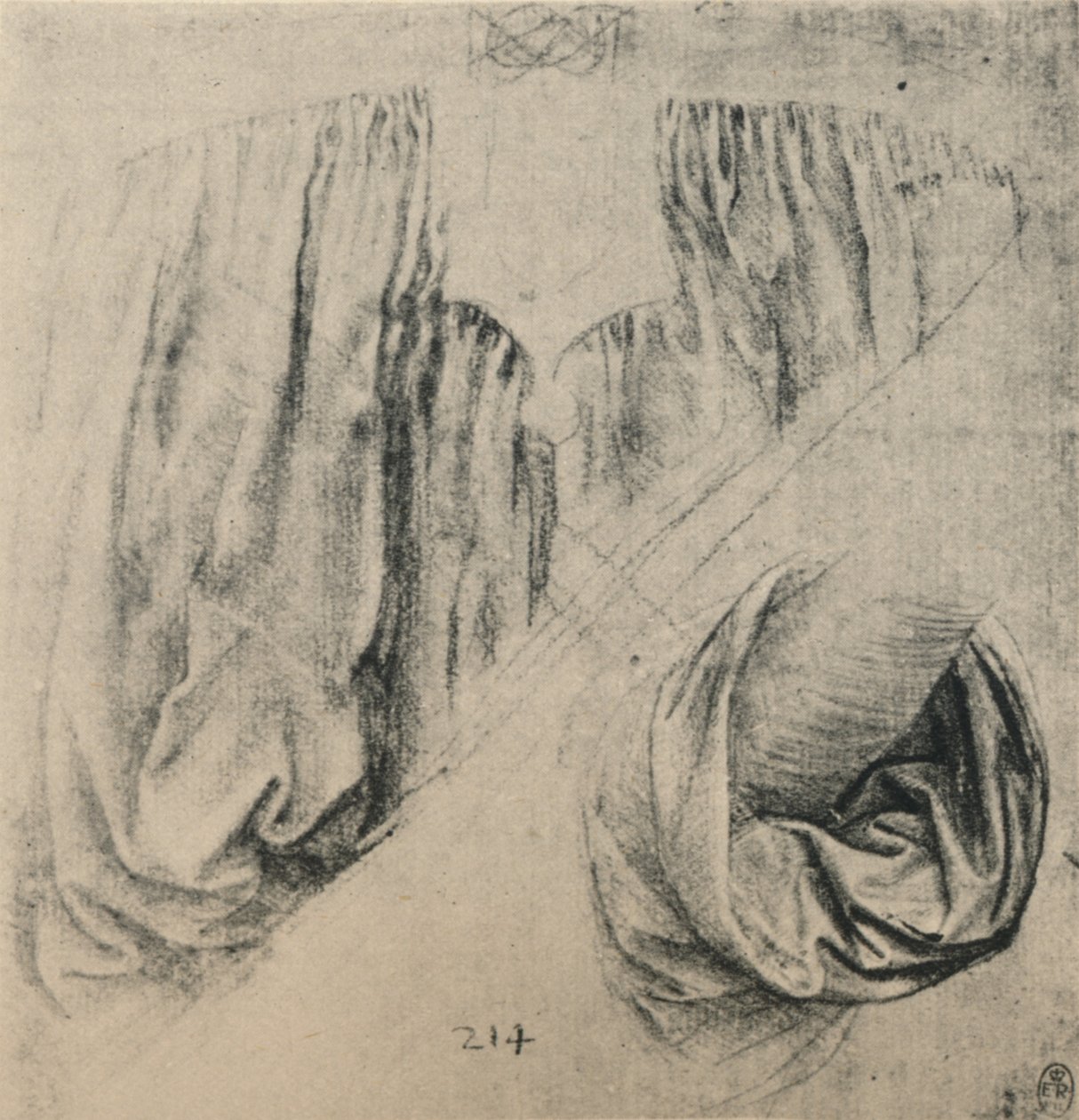 Studium przodu sukni i rękawa, ok. 1480 1945 r autorstwa Leonardo da Vinci