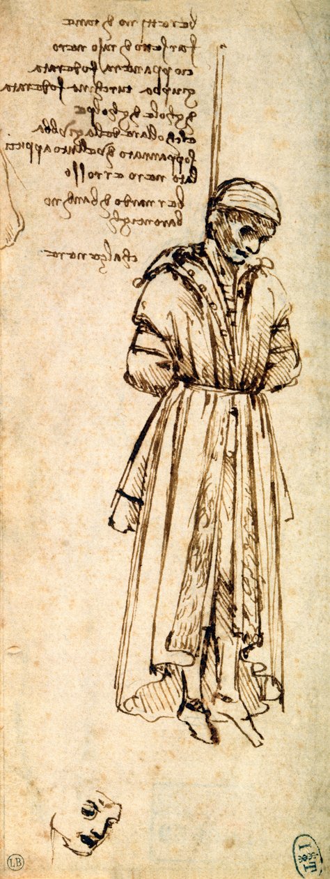 Studium Powieszonego Bernarda autorstwa Bandino Baroncelli, zabójcy Giuliano de Medici, 1479 autorstwa Leonardo da Vinci