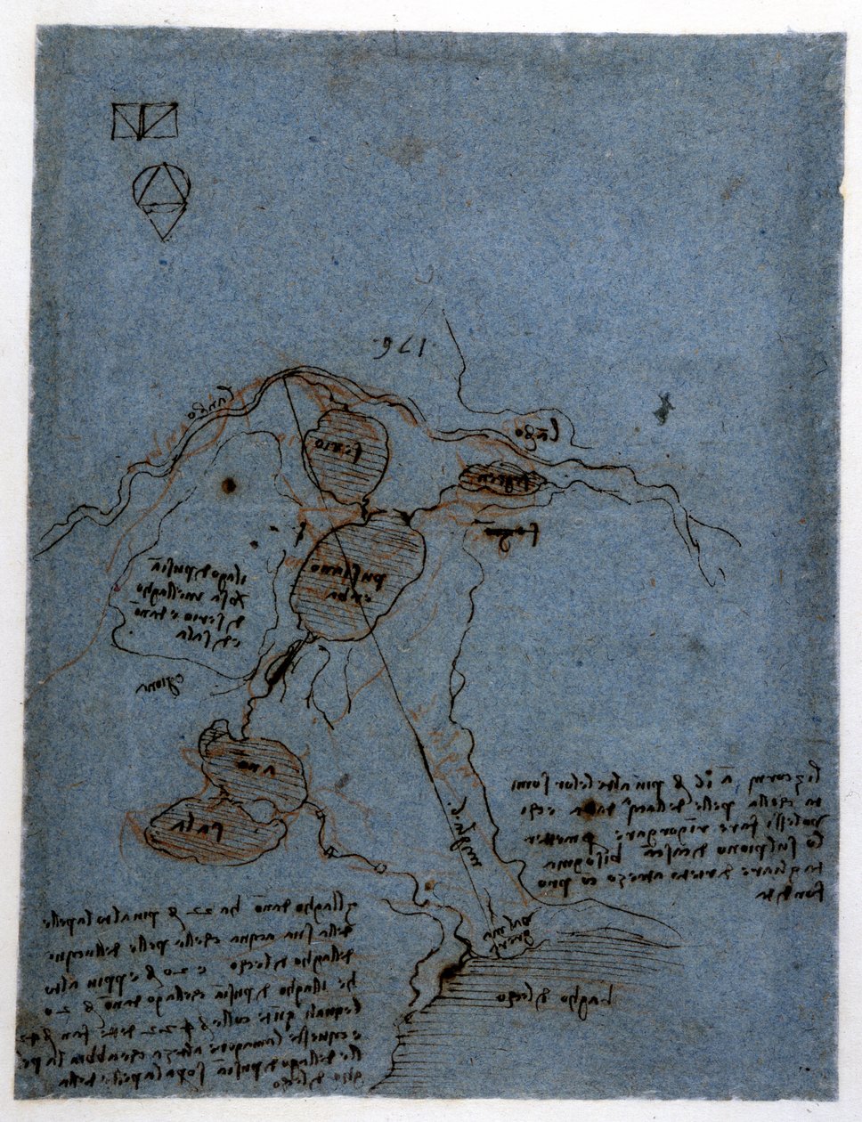 Studium wykorzystania siły wody w maszynach hydraulicznych (noria) Leonarda de Vinci (Leonardo da Vinci) (1452-1519). Rysowanie piórem i atramentem. autorstwa Leonardo da Vinci
