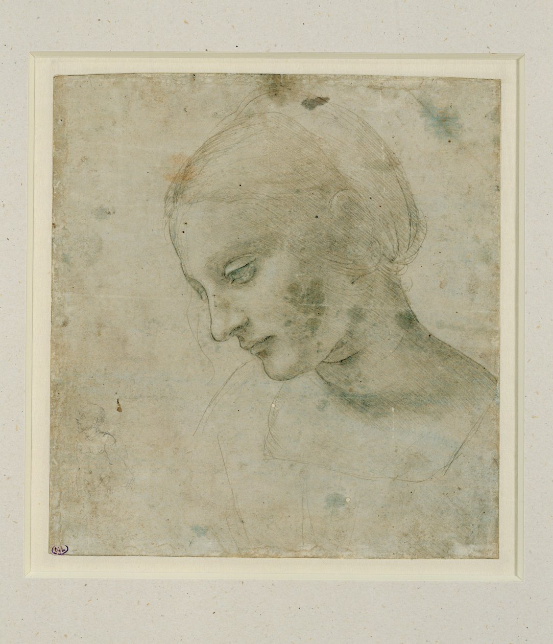 Głowa kobiety prawie z profilu ... autorstwa Leonardo da Vinci