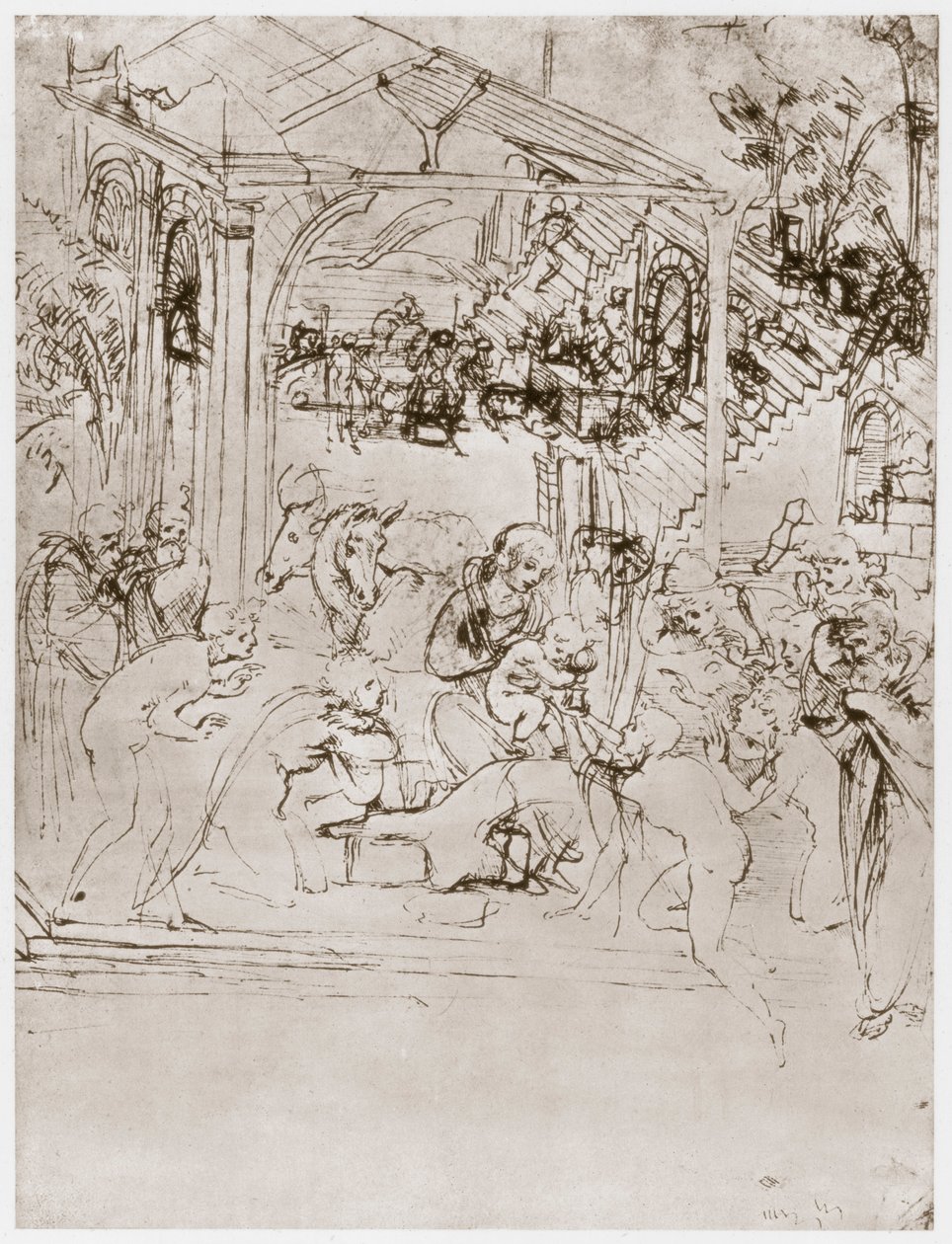 Adoracja Królów, ok. 1480 autorstwa Leonardo da Vinci