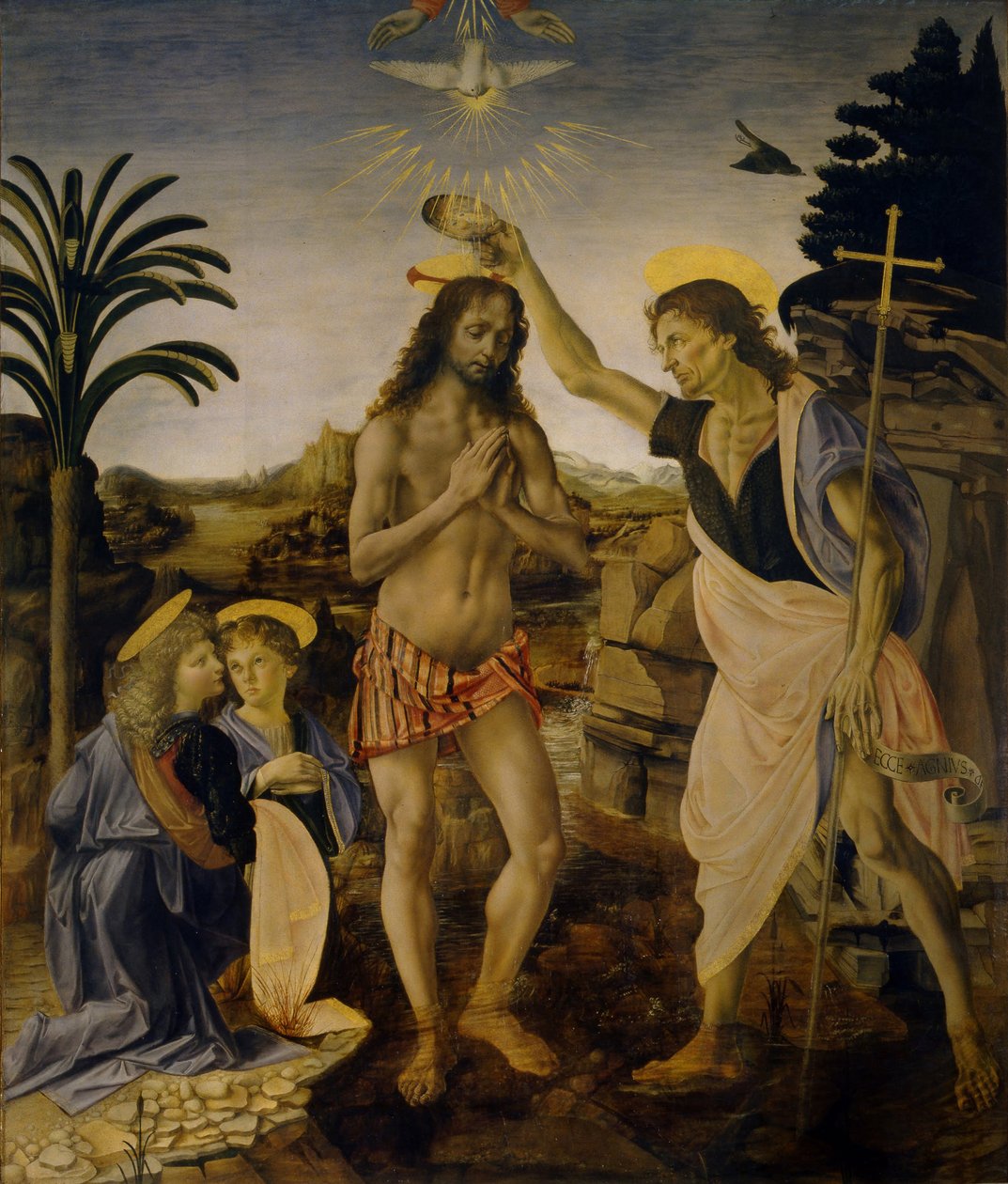 Chrzest Chrystusa, ok. 1470-1475 autorstwa Leonardo da Vinci