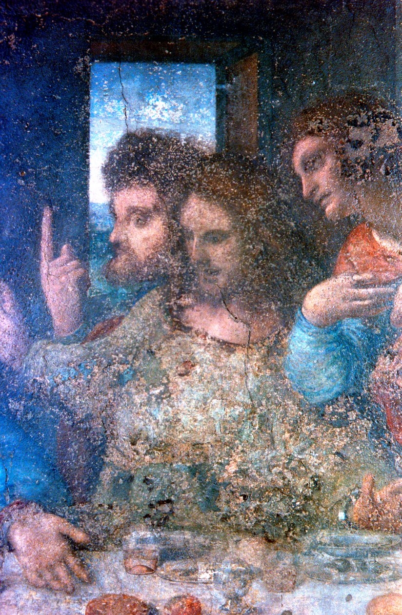 Detal Ostatnia Wieczerza, 1495-1498 autorstwa Leonardo da Vinci