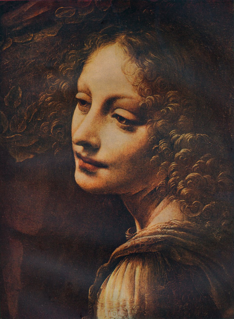 Detal Matki Boskiej Skał, c1491 autorstwa Leonardo da Vinci