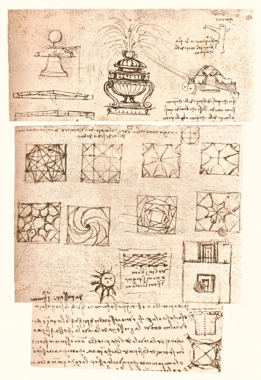Trzy rysunki architektoniczne, c1472-c1519 1883 autorstwa Leonardo da Vinci