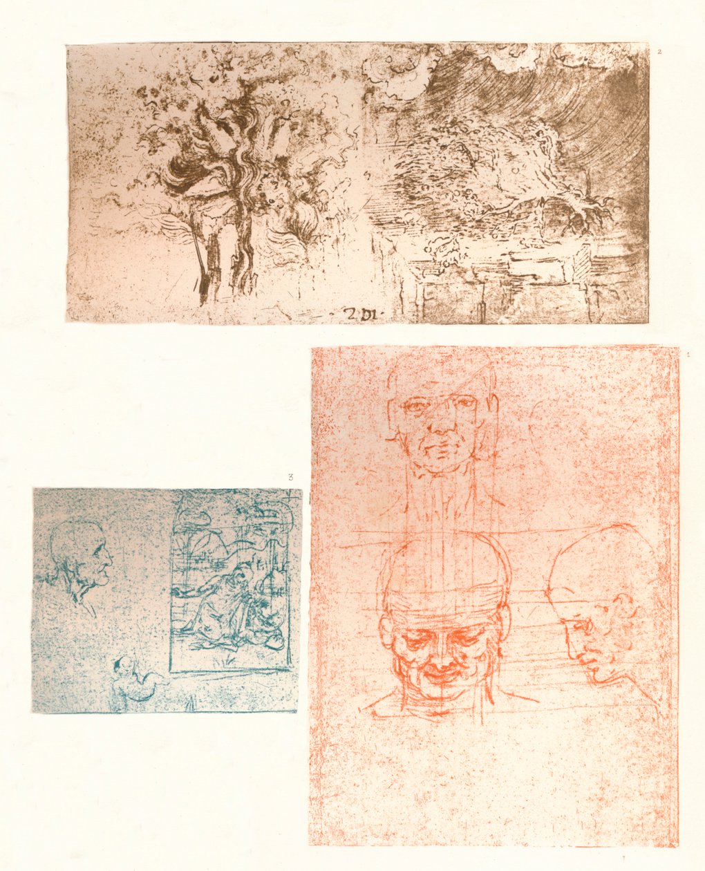 Trzy rysunki, c1472-c1519 1883 autorstwa Leonardo da Vinci
