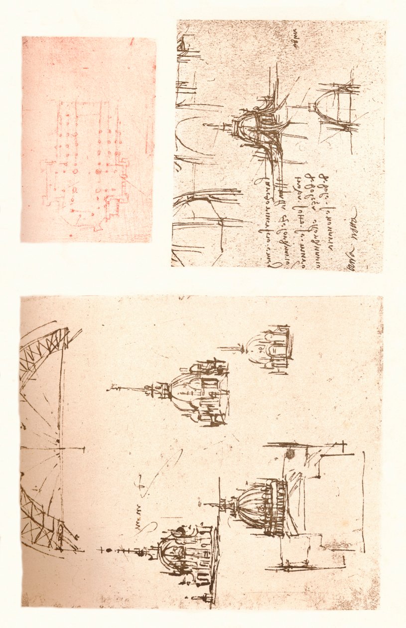 Trzy rysunki katedry w Mediolanie, c1472-c1519 1883 autorstwa Leonardo da Vinci
