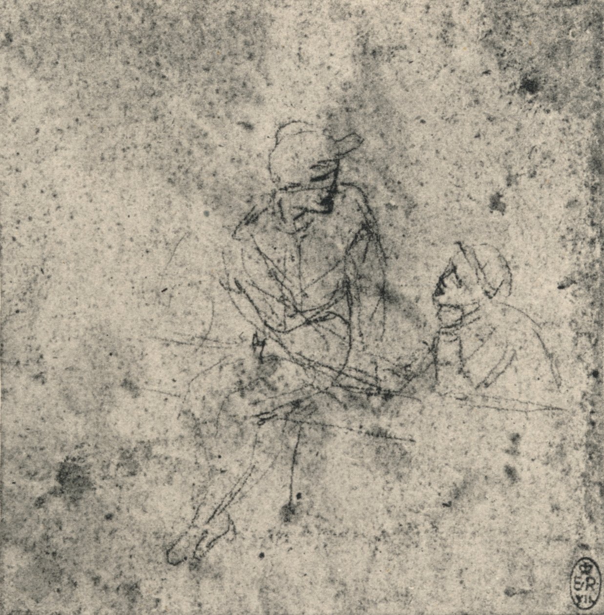 Dwie postacie w rozmowie, ok. 1480 1945 r autorstwa Leonardo da Vinci