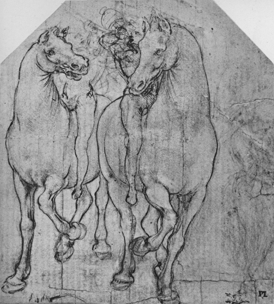 Dwóch jeźdźców, ok. 1480 1945 r autorstwa Leonardo da Vinci