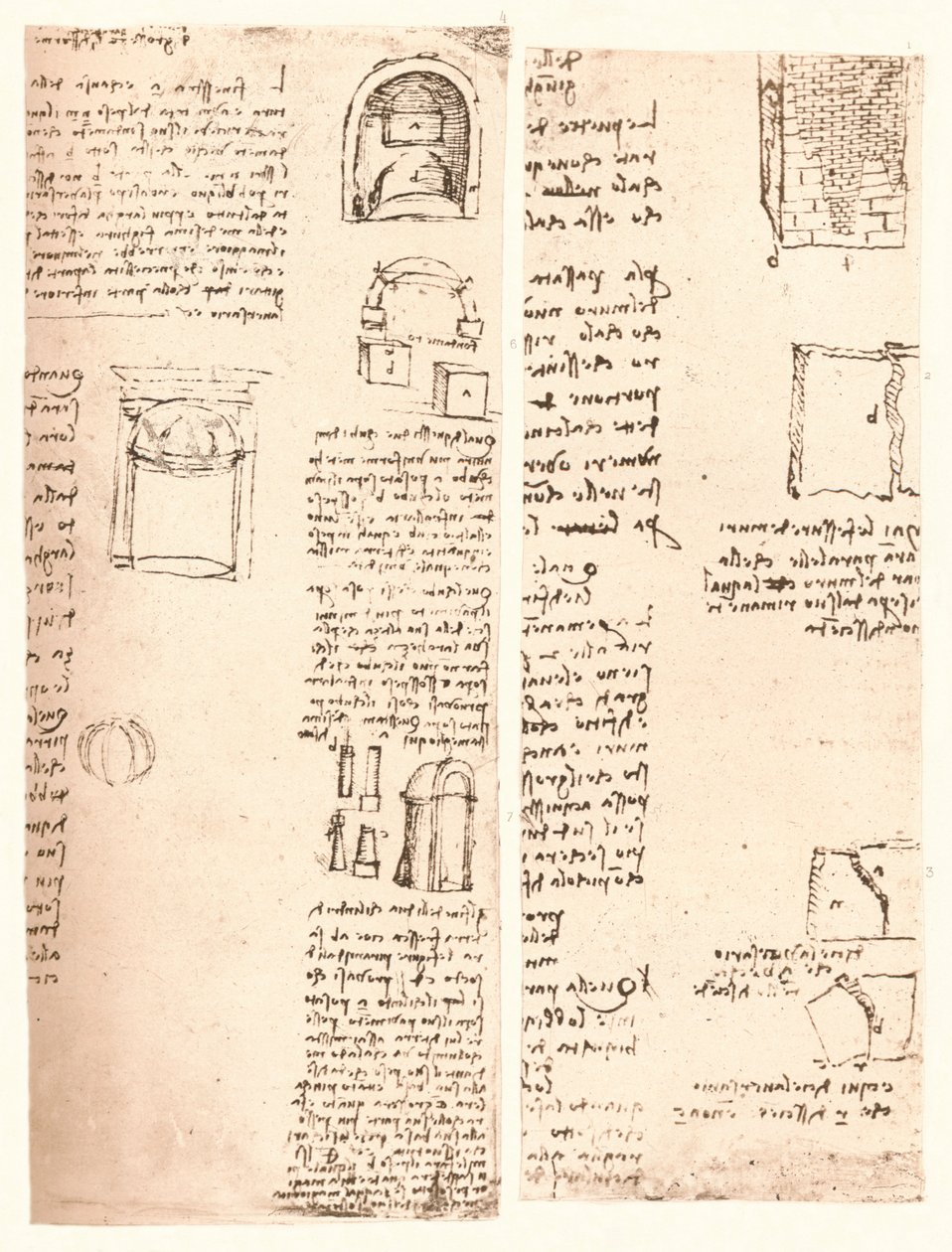 Dwa rysunki architektoniczne, c1472-c1519 1883 autorstwa Leonardo da Vinci
