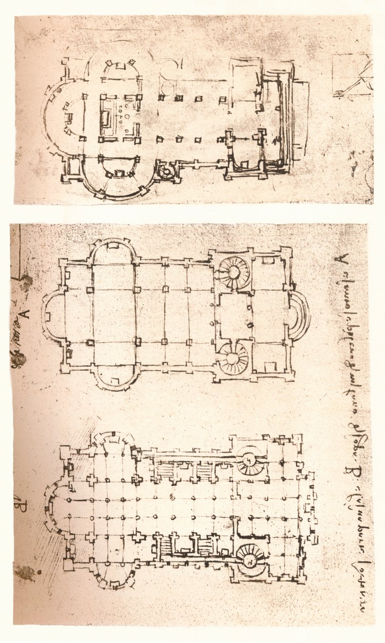 Dwa plany kościołów, c1472-c1519 1883 autorstwa Leonardo da Vinci