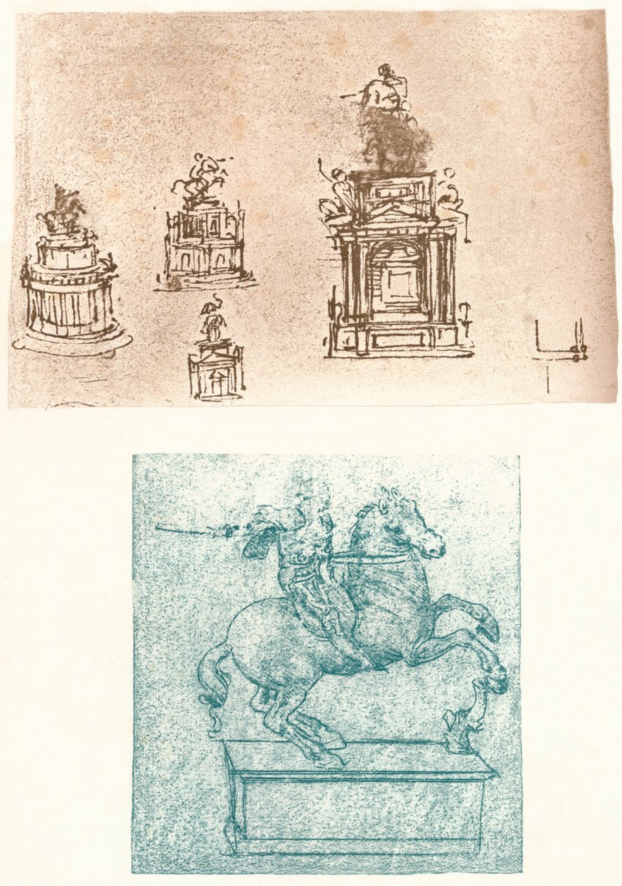 Dwa studia przygotowawcze do pomnika Sforzów, c1482-c1499 1883 autorstwa Leonardo da Vinci