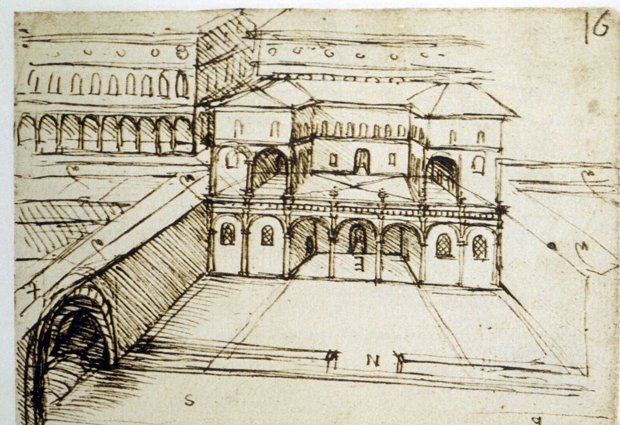 Urbanistyka: plan architektoniczny (16) Leonarda da Vinci (Leonardo da Vinci) autorstwa Leonardo da Vinci