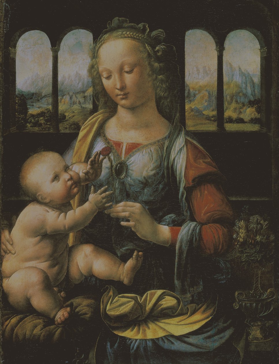 Dziewica z Dzieciątkiem, c.1473 (olej na panelu) autorstwa Leonardo da Vinci
