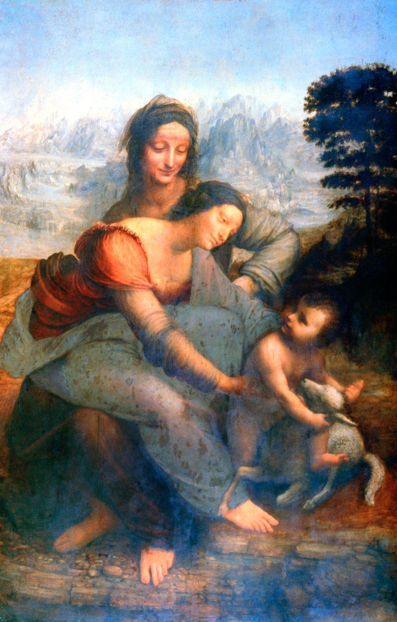 Dziewica z Dzieciątkiem ze św. Anną, 1502-1516 autorstwa Leonardo da Vinci