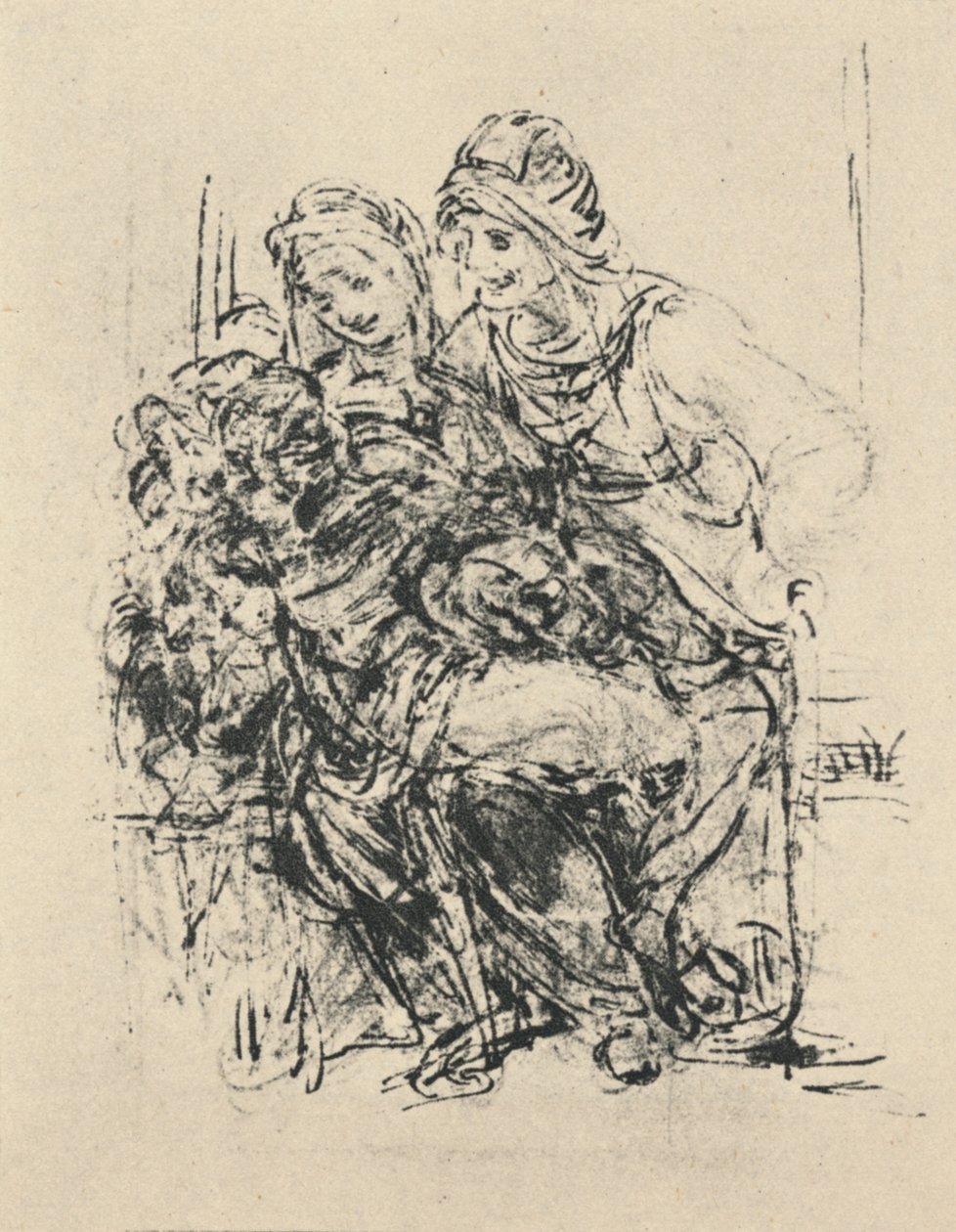 Dziewica z Dzieciątkiem ze św. Anną, ok. 1480 1945 r. autorstwa Leonardo da Vinci