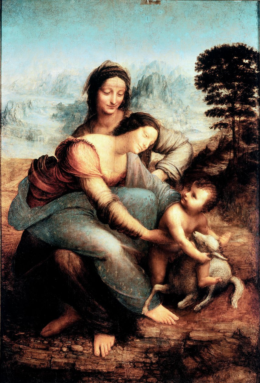 Dziewica z Dzieciątkiem i św. Anną, ok. 1510 (olej na płycie) autorstwa Leonardo da Vinci