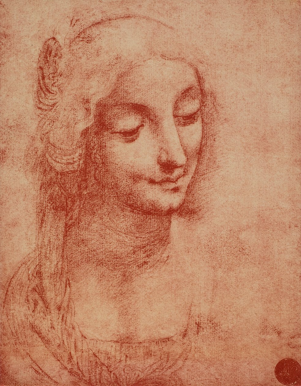 Twarz kobiety, rysunek Leonarda da Vinci. Galerie Akademii, Wenecja autorstwa Leonardo da Vinci