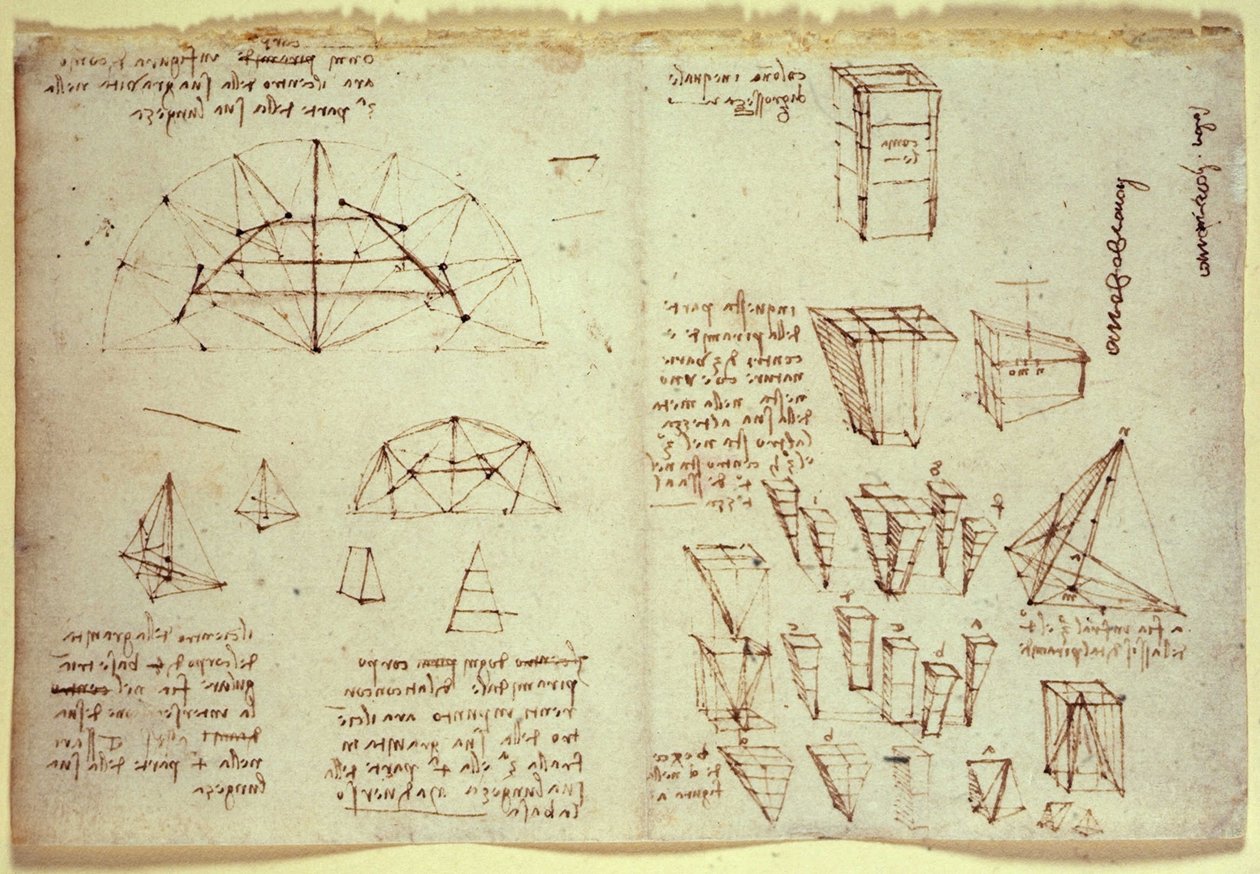 notatnik Leonarda da Vinci, przedstawiający schematy kształtów geometrycznych autorstwa Leonardo da Vinci