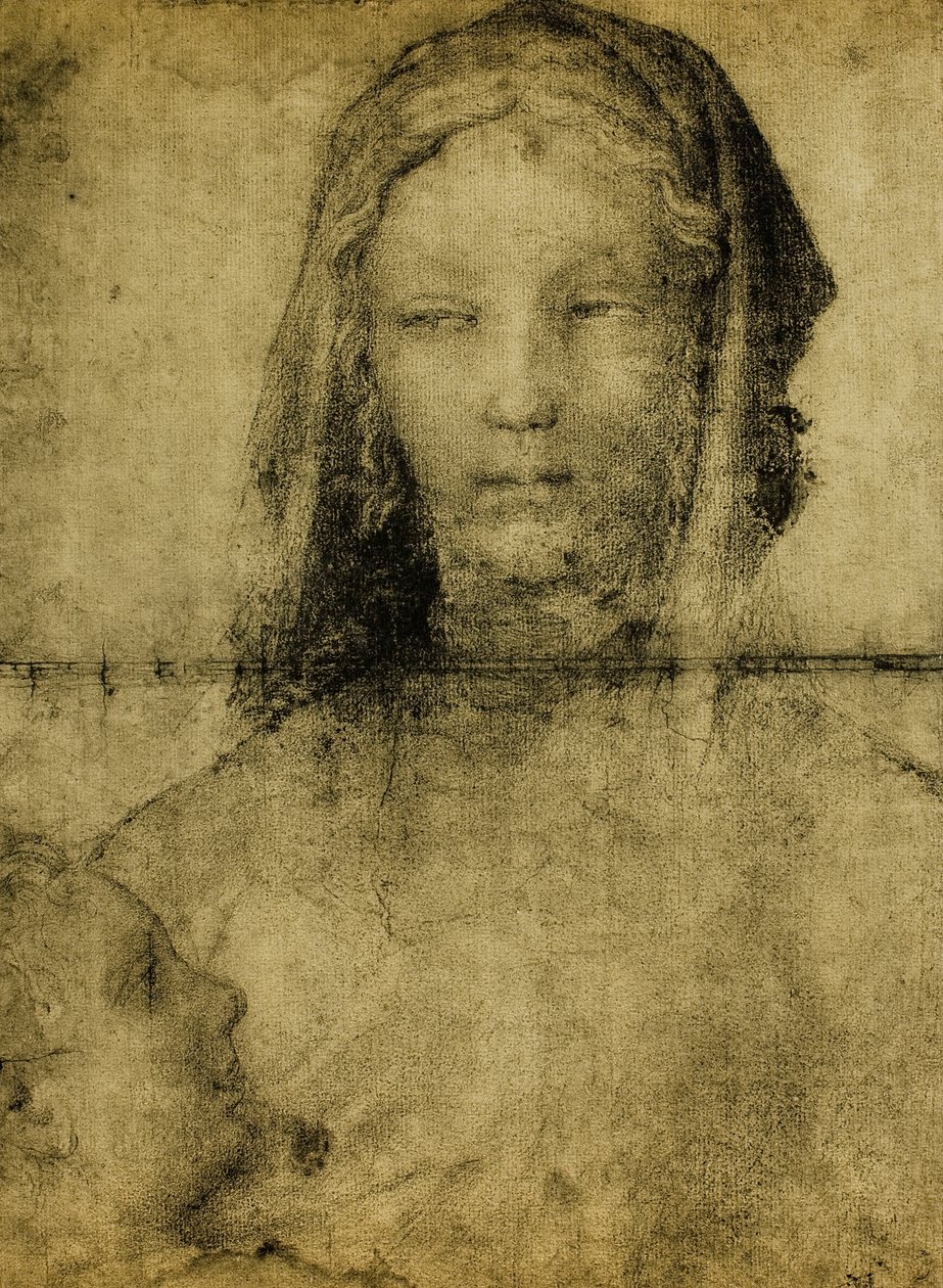 Studiuj dla Dziewicy; rysunek ze Szkoły Leonarda. Luwr, Paryż autorstwa Leonardo da school of Vinci
