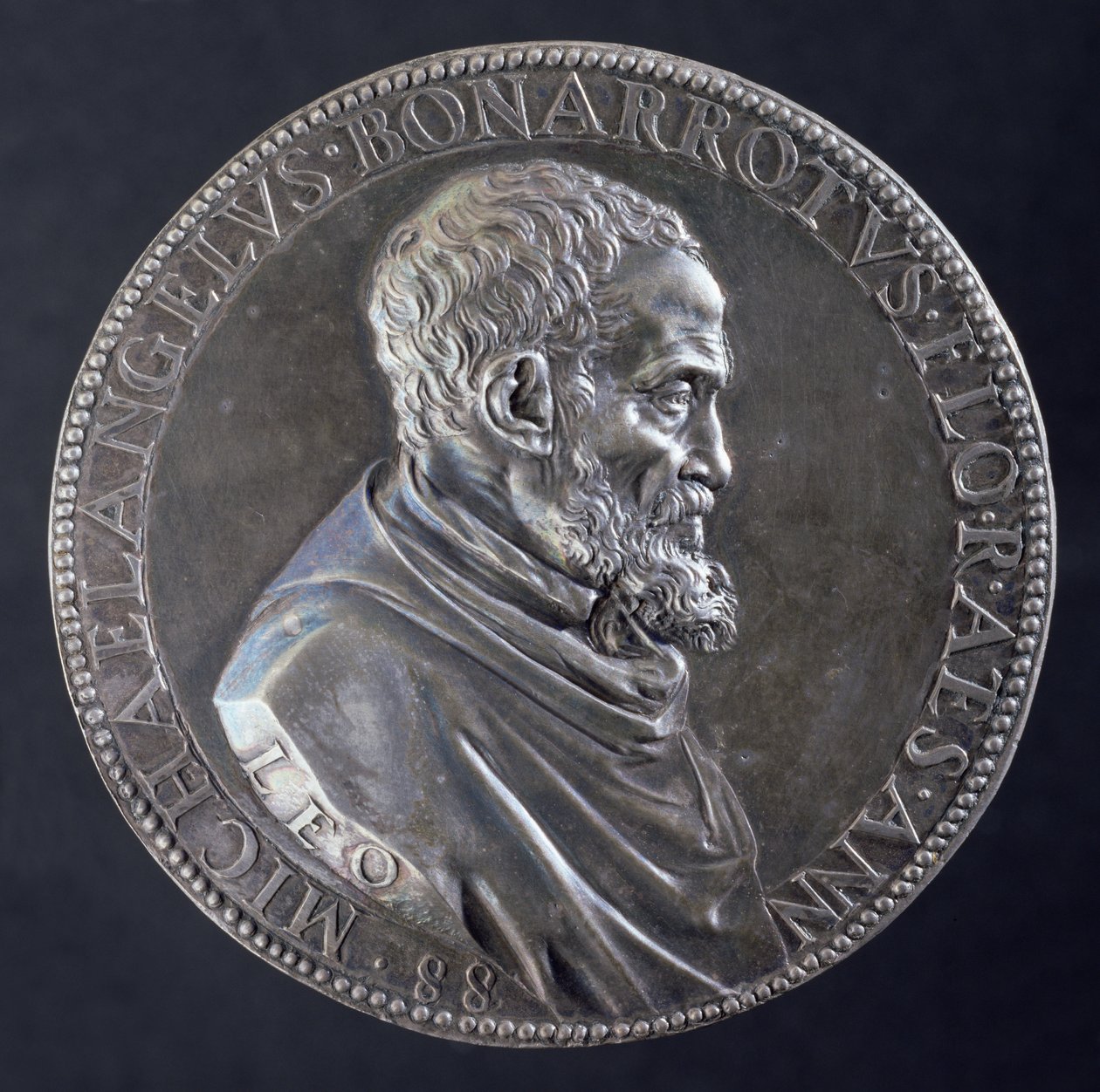 Awers medalu Michała Anioła Buonarrotiego (1475-1564) w wieku 88, 1561 (srebrny) (patrz rewers 122330) autorstwa Leone Leoni