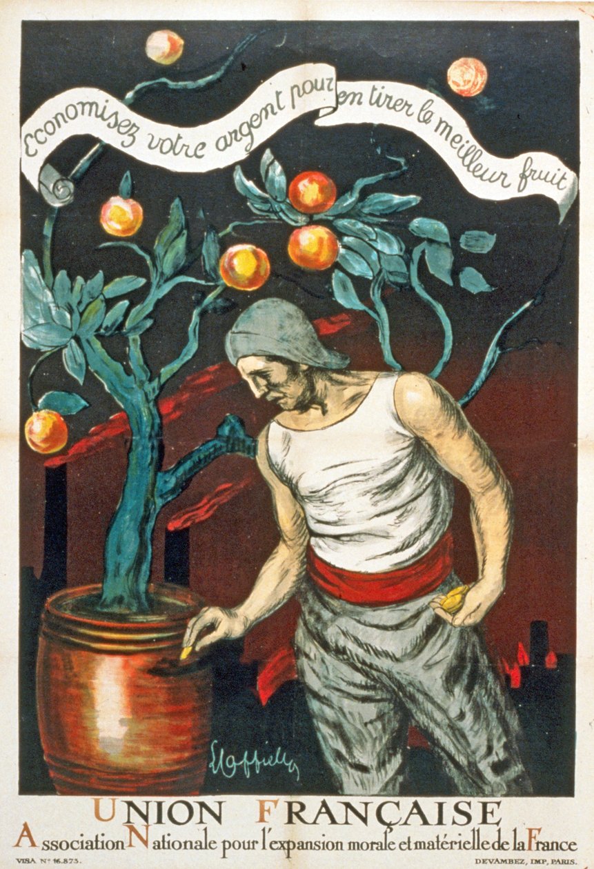 Union Française Krajowe Stowarzyszenie na rzecz Ekspansji Moralnej i Materialnej Francji, wyd. 1914-18 autorstwa Leonetto Cappiello