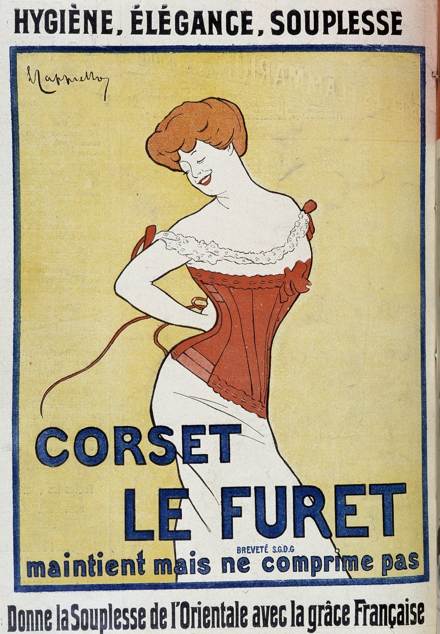 Reklama „”gorset Le Ferret”” – autorstwa Leonetto Cappiello (1875-1942), w „”Le Cri de Paris”” autorstwa Leonetto Cappiello