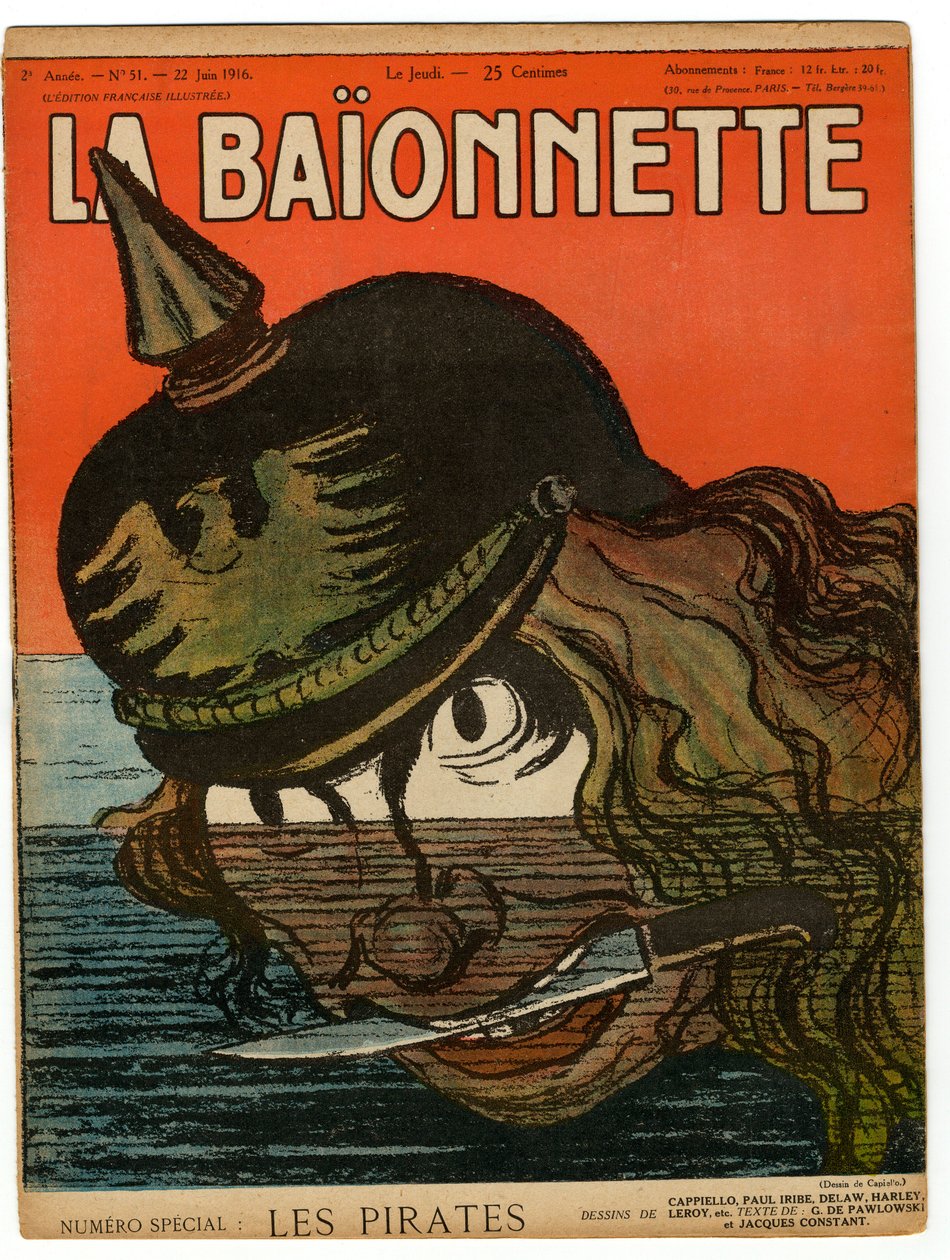 Okładka "La Baionnette", satyryczna w kolorach autorstwa Leonetto Cappiello
