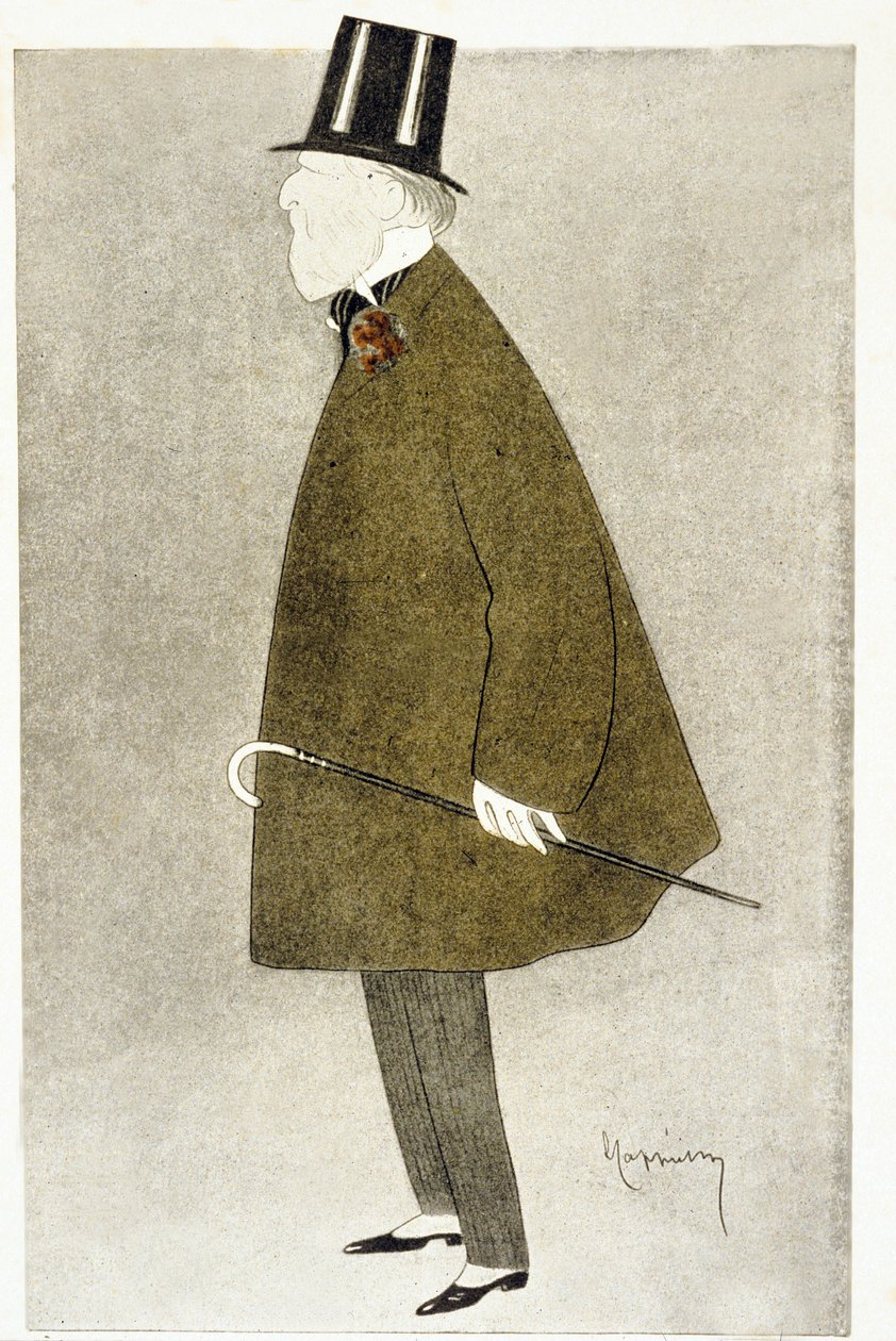 Jacques Doucet (1853¿1929), francuski projektant mody, znany ze swoich eleganckich sukienek, uszytych z cienkich półprzezroczystych materiałów w nakładających się pastelowych kolorach. autorstwa Leonetto Cappiello