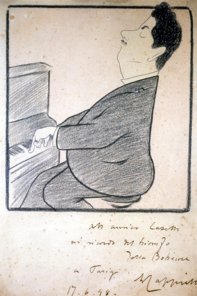 Portret Giacomo Pucciniego (1858-1924), włoskiego kompozytora. Karykatura Leonetto Cappiello. autorstwa Leonetto Cappiello