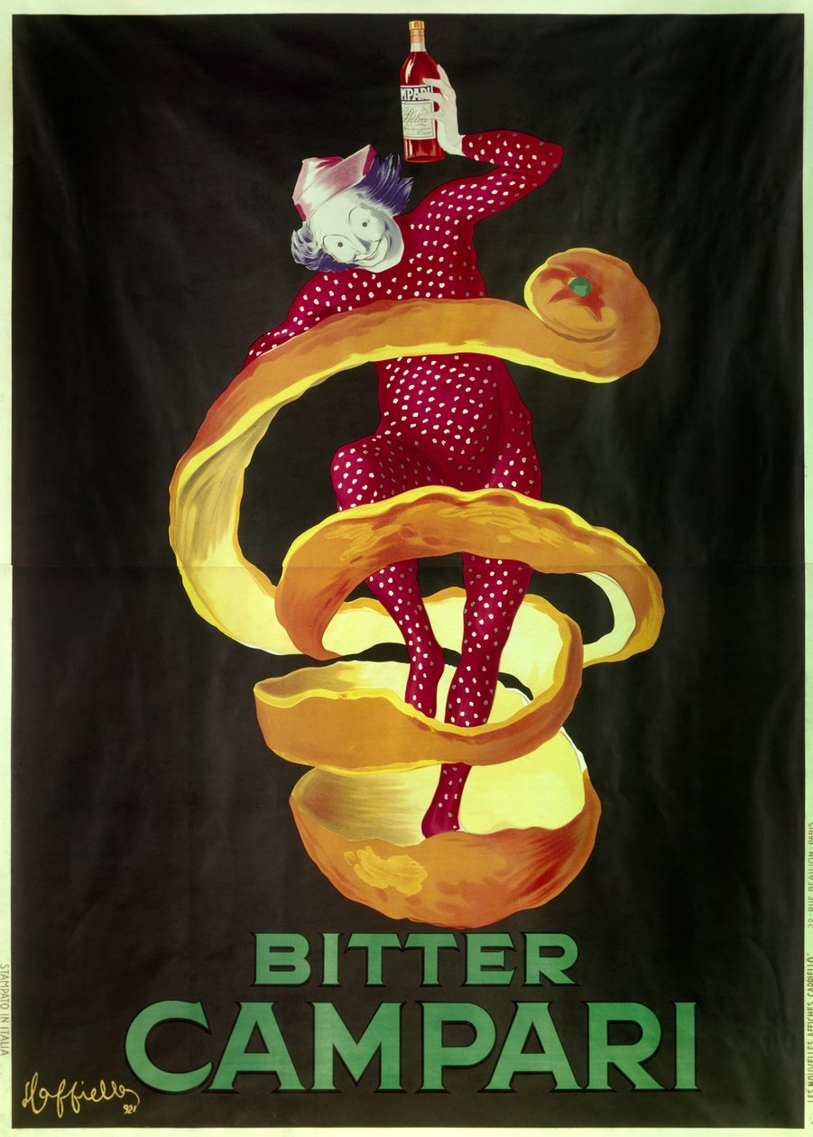 Plakat na aperitif Bitter Campari. Ilustracja Leonetto Cappiello (1875-1942) 1921 Paryż, sztuka dekoracyjna autorstwa Leonetto Cappiello