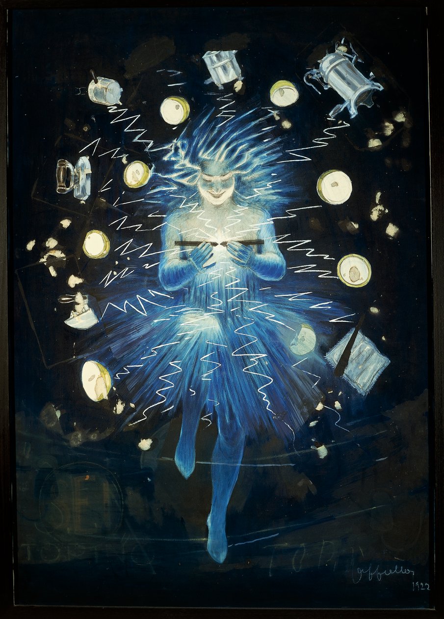 Szkic reklamy urządzenia elektrycznego, autorstwa Leonetto Cappiello, pastel, rysunek autorstwa Leonetto Cappiello