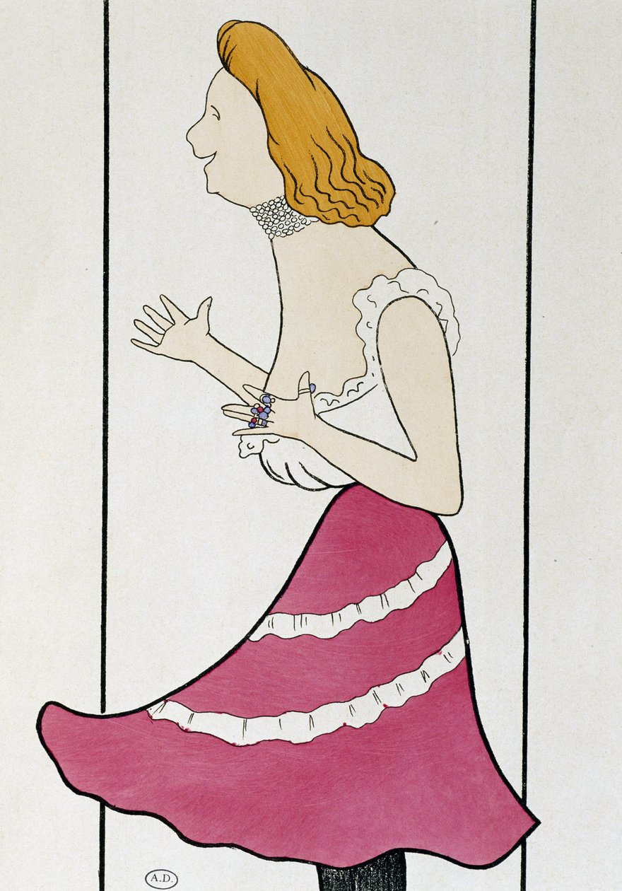Aktorka Mademoiselle Cassive w La Dame de Chez Maxim, Georges Feydeau (1862-1921), karykatura 1899 (rysunek) autorstwa Leonetto Cappiello