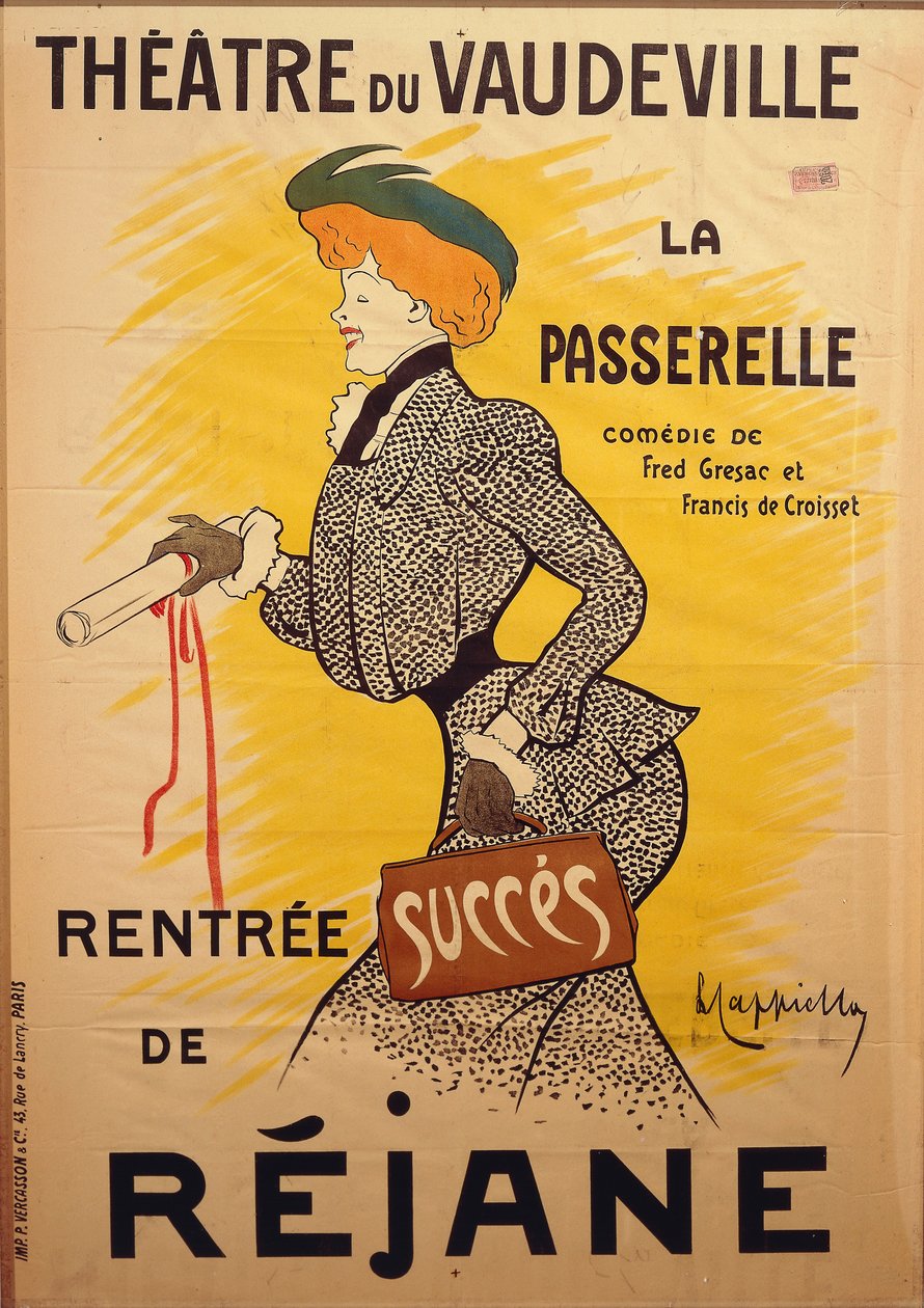 Theatre du Vaudeville: La Passerelle, reż. Leonetto Cappiello (1875-1942), ilustracja autorstwa Leonetto Cappiello