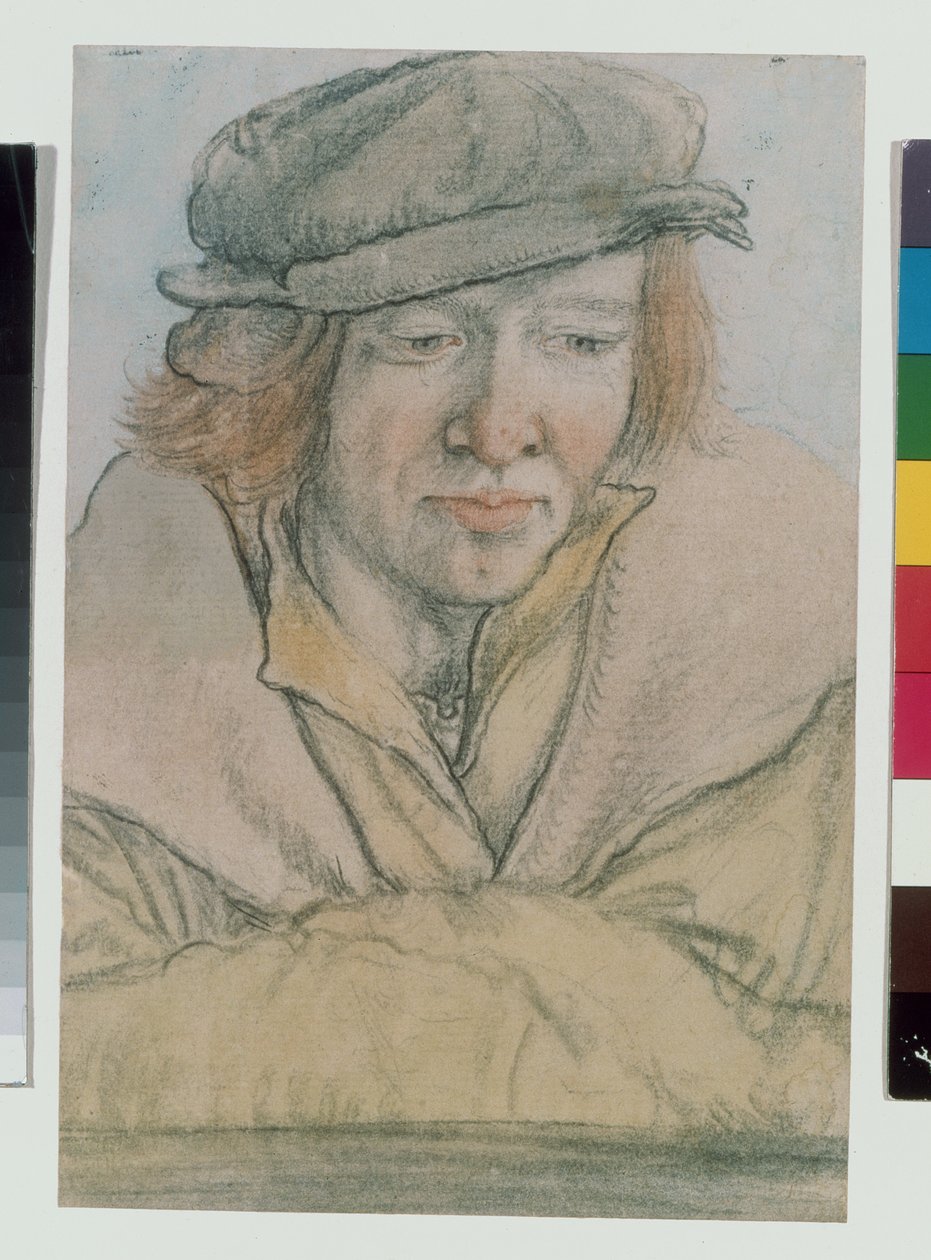 Portret młodzieńca w czapce (kreda, wash i bodycolor na papierze) autorstwa Leonhard Beck