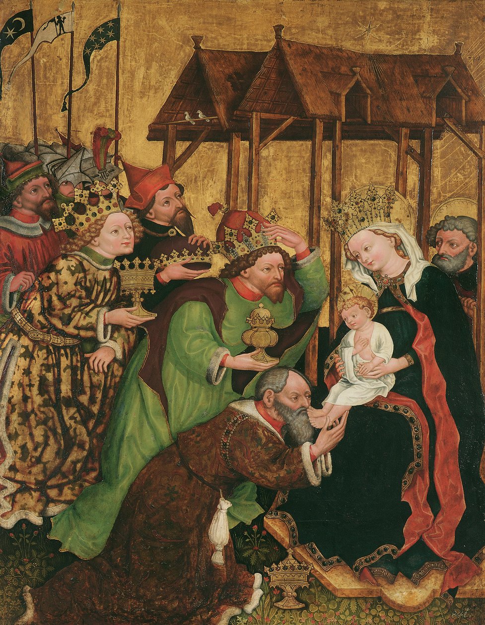 Adoracja Trzech Króli (wewnątrz); Wybór Józefa i małżeństwo Maryi (z zewnątrz) autorstwa Leonhard von Brixen (Lienhart Scherhauff)