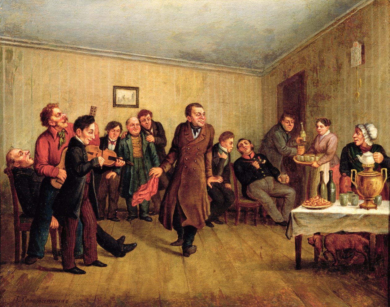 Wieczorne przyjęcie u kupca autorstwa Leonid Ivanovich Solomatkin