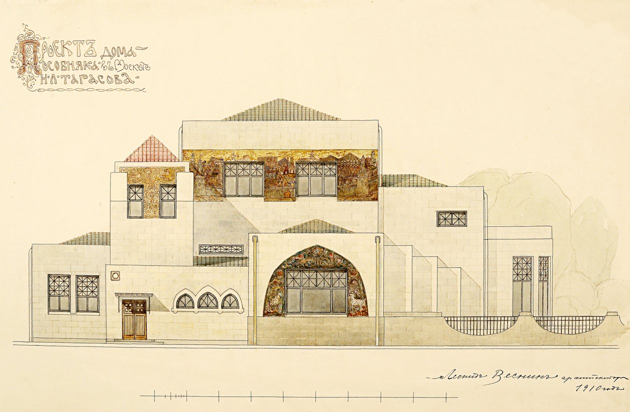 Projekt N.L. Dom Tarasowa, 1910-1911. autorstwa Leonid Aleksandrovich Vesnin