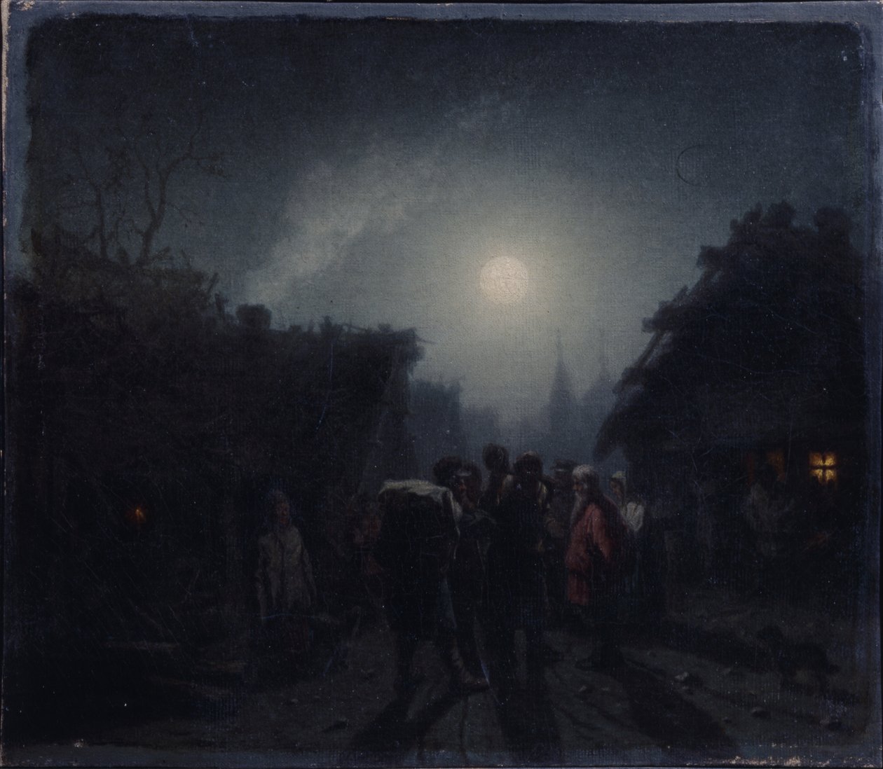 Przed tawerną. Scena nocna, lata 1860-1870 autorstwa Leonid Ivanovich Solomatkin