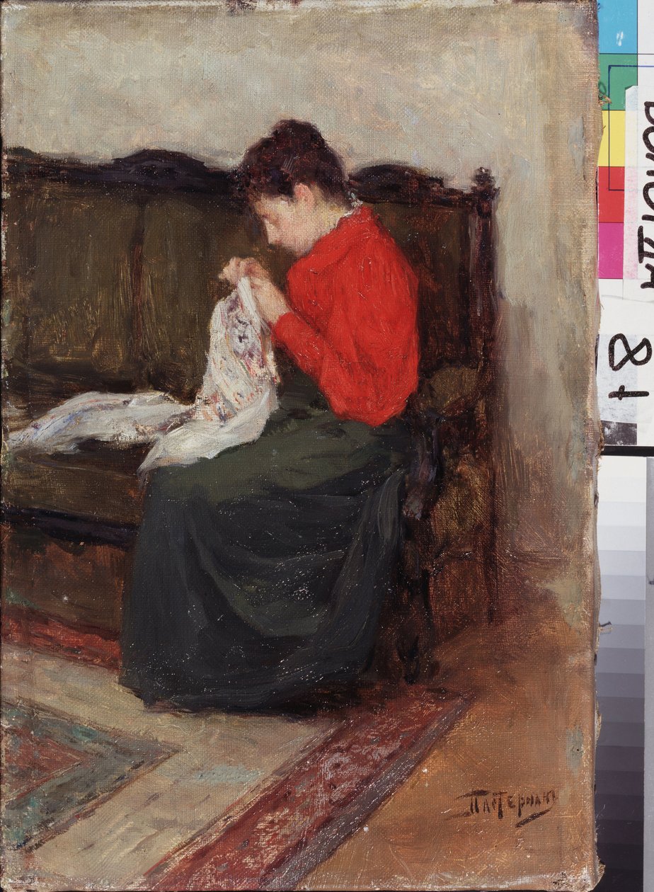 W pracy. Obraz Leonida Osipovicha Pasternaka (1862-1945), olej na płótnie. Sztuka rosyjska XIX-XX wieku, sztuka współczesna. Regionalna Galeria Sztuki, Wołogda (Rosja). autorstwa Leonid Osipovic Pasternak