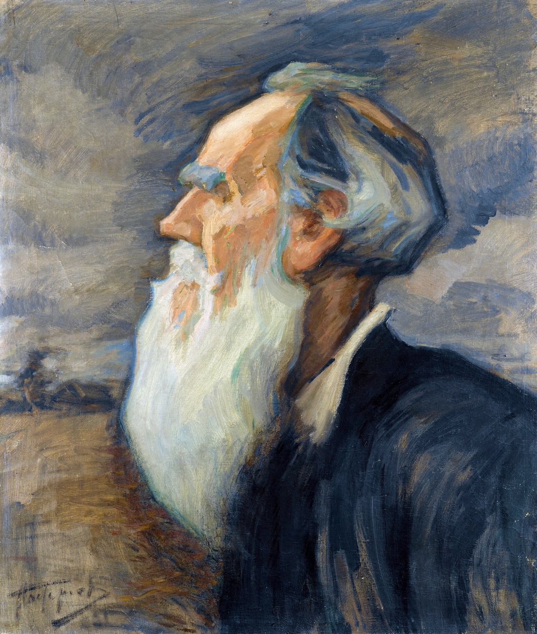 ""Pisarz Leon Tołstoj (1828-1910) (Portret Lwa Tołstoja) Obraz Leonida Osipowicza Pasternaka (1862-1945), - Olej na płótnie, 77,5x66 Kolekcja prywatna autorstwa Leonid Osipovic Pasternak