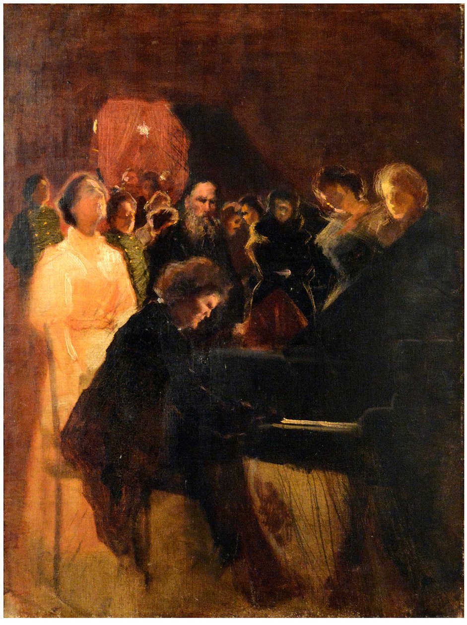 Lew Tołstoj na koncercie Antona Rubinsteina (1829-1894) par Pasternaka, Leonida Osipowicza (1862-1945). Pastel na tekturze, rozmiar: 64x50 autorstwa Leonid Osipovic Pasternak
