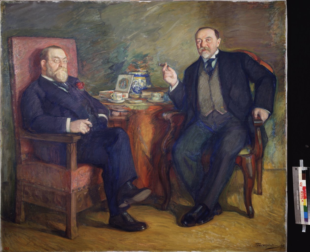 Czas na Herbatę. Portrety kolekcjonerów Ossipa Cetlina i Dawida Wyssotskiego. Obraz Leonida Osipovicha Pasternaka (1862-1945), tempera na płótnie autorstwa Leonid Osipovic Pasternak